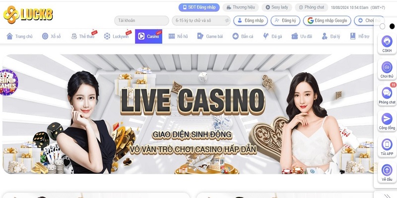 Đánh giá chung về live casino Luck8